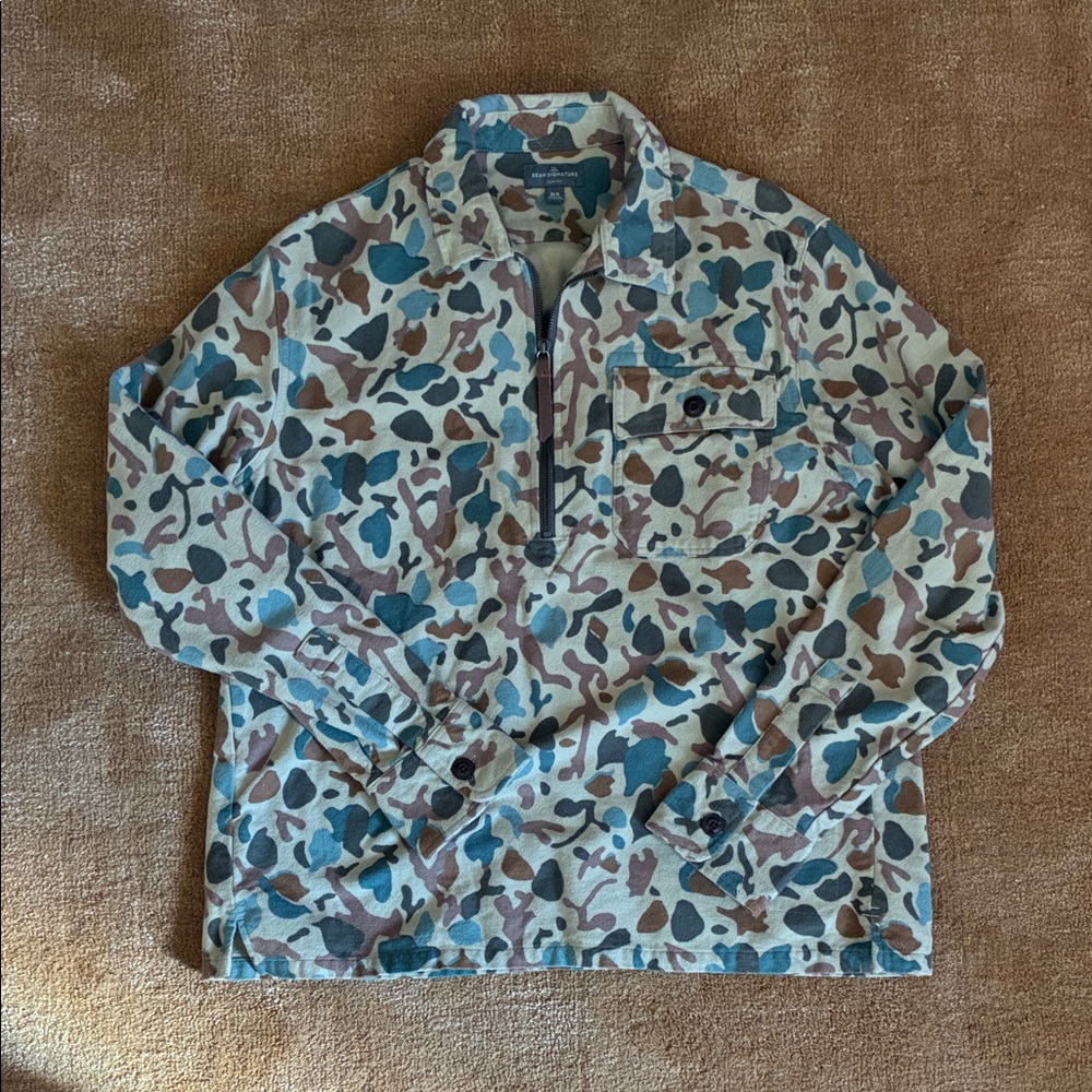 L.L. Bean Signature - Men's M - Chamois Flannel - Vintage Style Camo Shirt